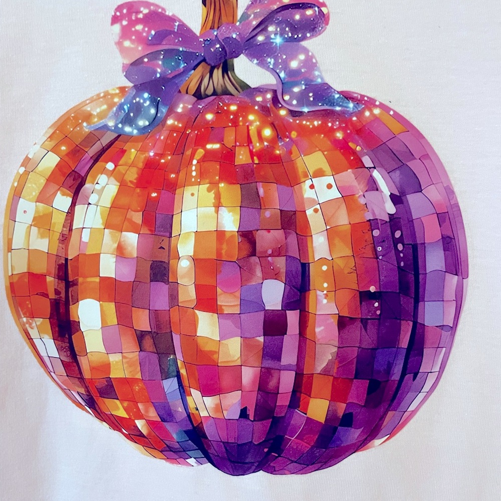 Women’s pink blouse pumpkin theme